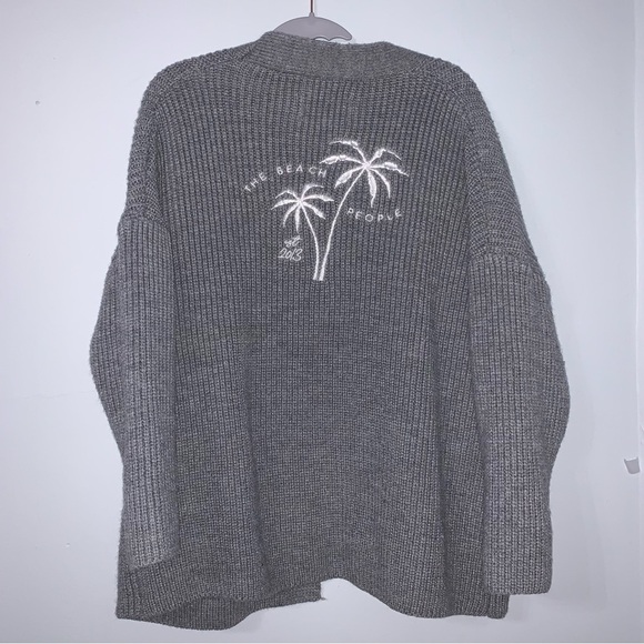 The Beach People Twin Palms Cardigan Sweater in Gray Size   M/L - Picture 1 of 8